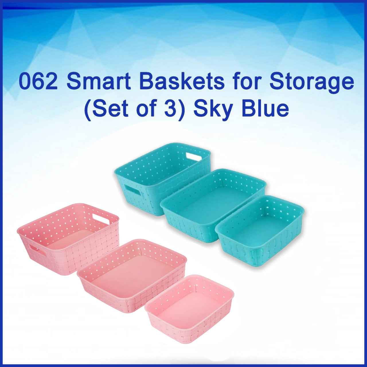 Smart Baskets for Storage(Set of 3) Sky Blue