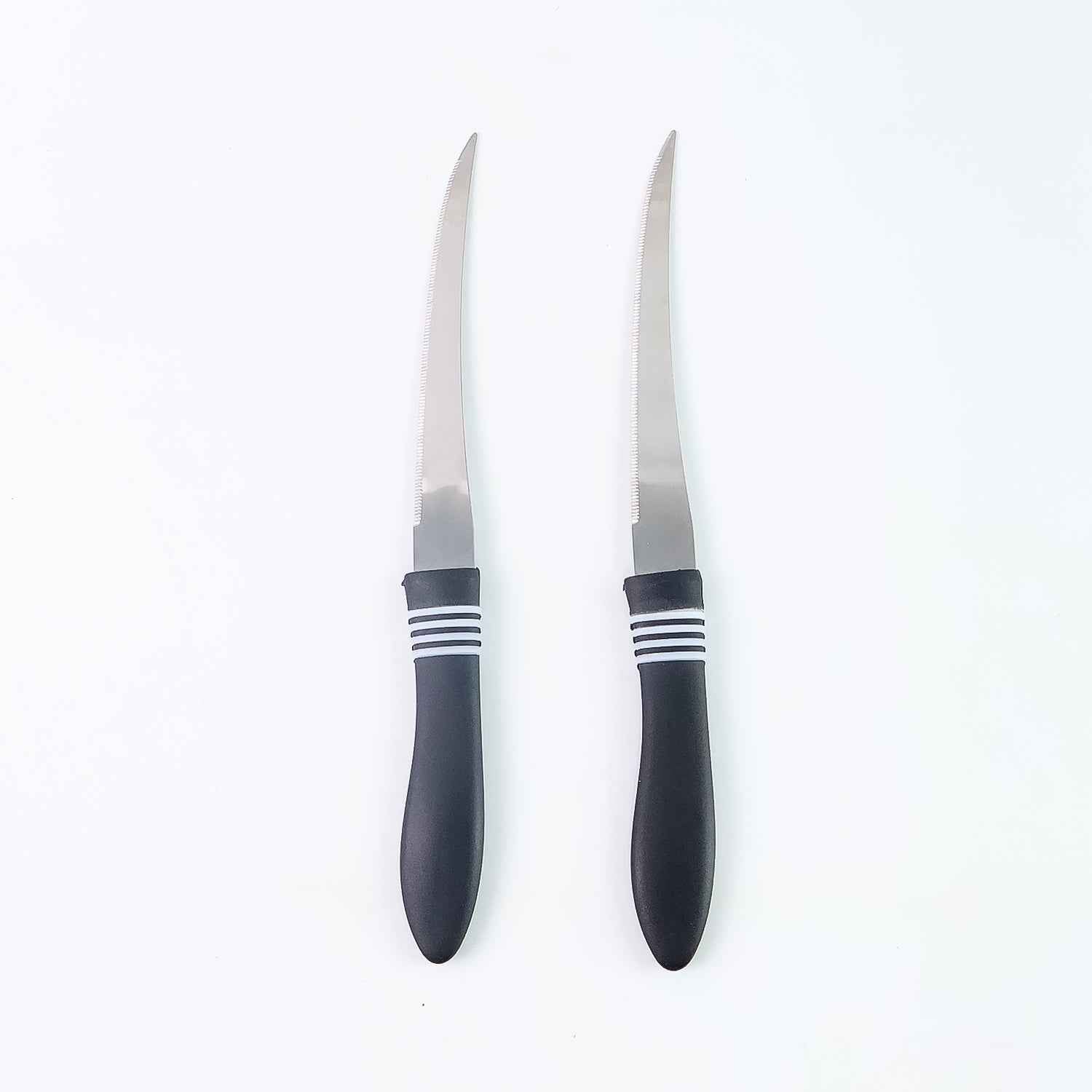 Premium Curved Serrated Stainless Steel Kitchen Knife Set (Mix Color 2 Pc)