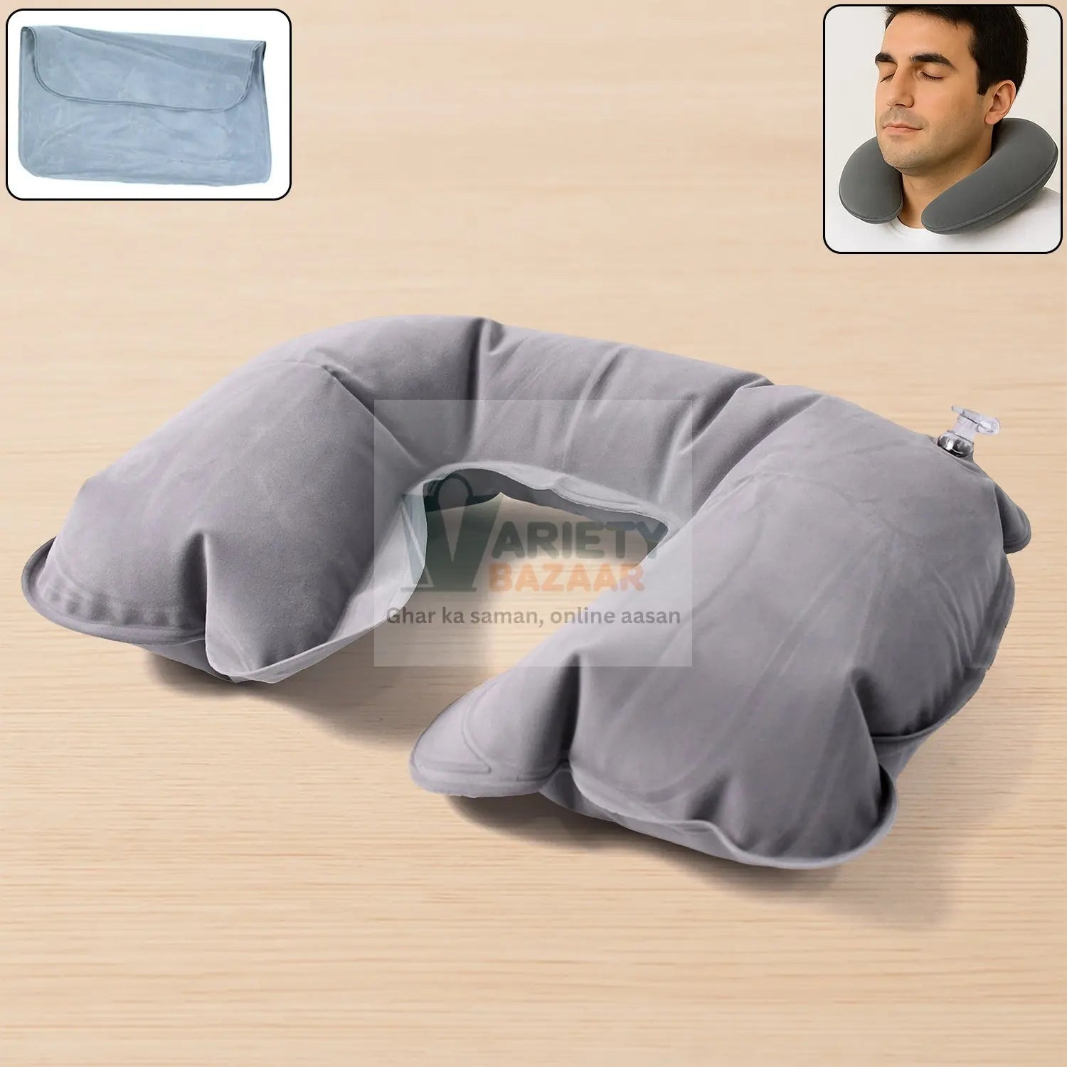 Inflatable & Foldable, Pillow U Shape Air Cushion Travel Pillow (1 Pc / Mix Color) Variety Bazaar