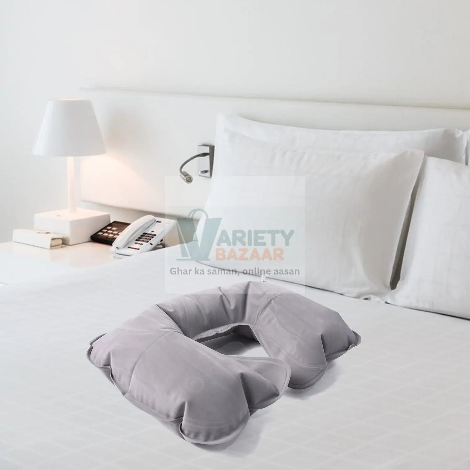 Inflatable & Foldable, Pillow U Shape Air Cushion Travel Pillow (1 Pc / Mix Color) Variety Bazaar