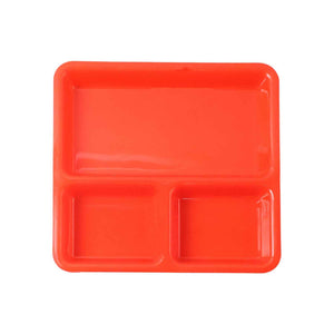 Plastic 3-compartment Rectangular Meal Serving Tray Plates (1 Pc)