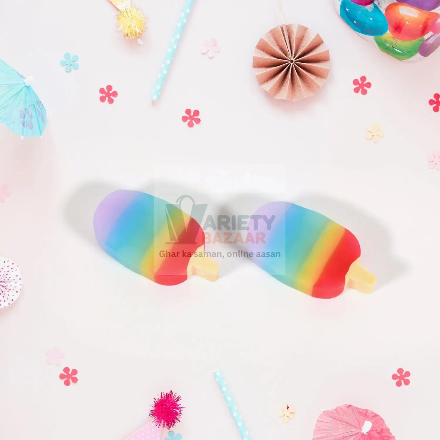 Jelly Popsicle Erasers – Cute & Fancy Mini Erasers for Kids (2 Pc Set, Mix Design) Variety Bazaar