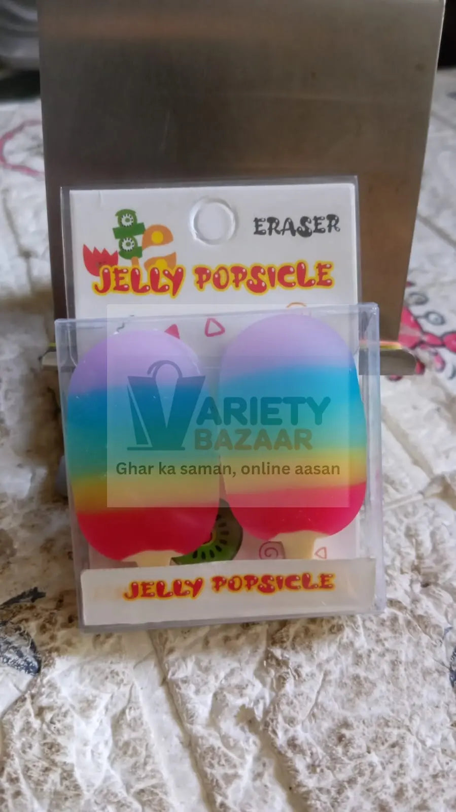 Jelly Popsicle Erasers – Cute & Fancy Mini Erasers for Kids (2 Pc Set, Mix Design) Variety Bazaar