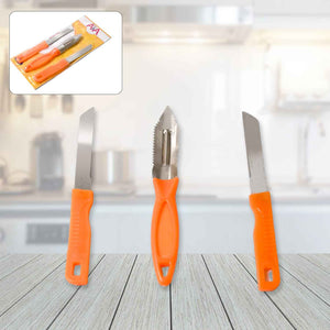 8217 3in1 Multipurpose Stainless Steel Classic Kitchen Knife Set Of 3 For Fruits And Vegetable Chopping Cutting Peeling Kitchen Knife Vegetable Peeler Plain Knife