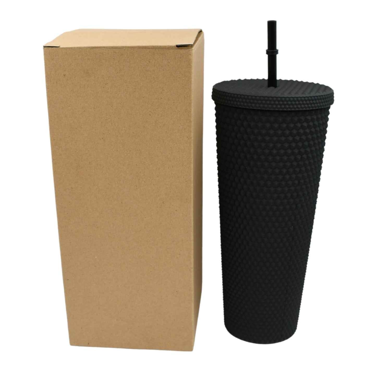 0304 Cup With Straw Reusable Matte Studded Tumbler With Leak Proof Lid Water Cup Travel Mug Coffee Ice Water Bottle Double Walled Insulated Tumbler Bpa Free (1 Pc)