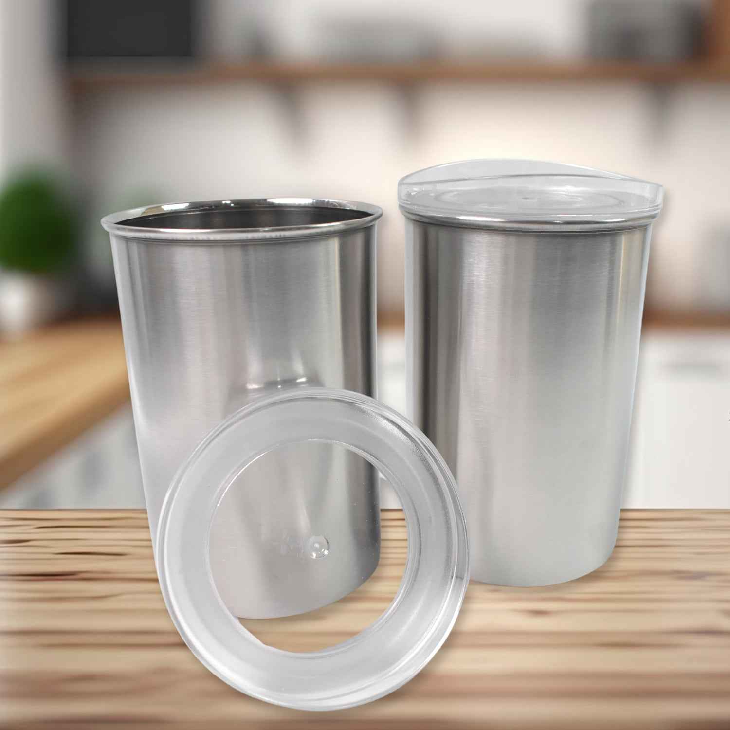 Multipurpose Stainless Steel Airtight Containers With See Through Lid (2 Pc Set 1000 Ml)