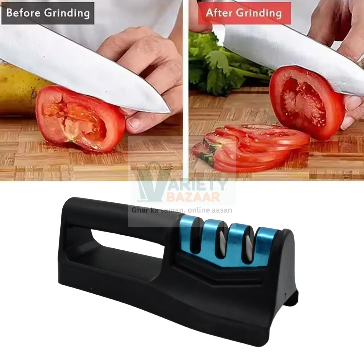 Kitchen Knife Sharpener – Handheld for Chefs & Serrated Knives (1 Pc, Chopper Not Included) Variety Bazaar
