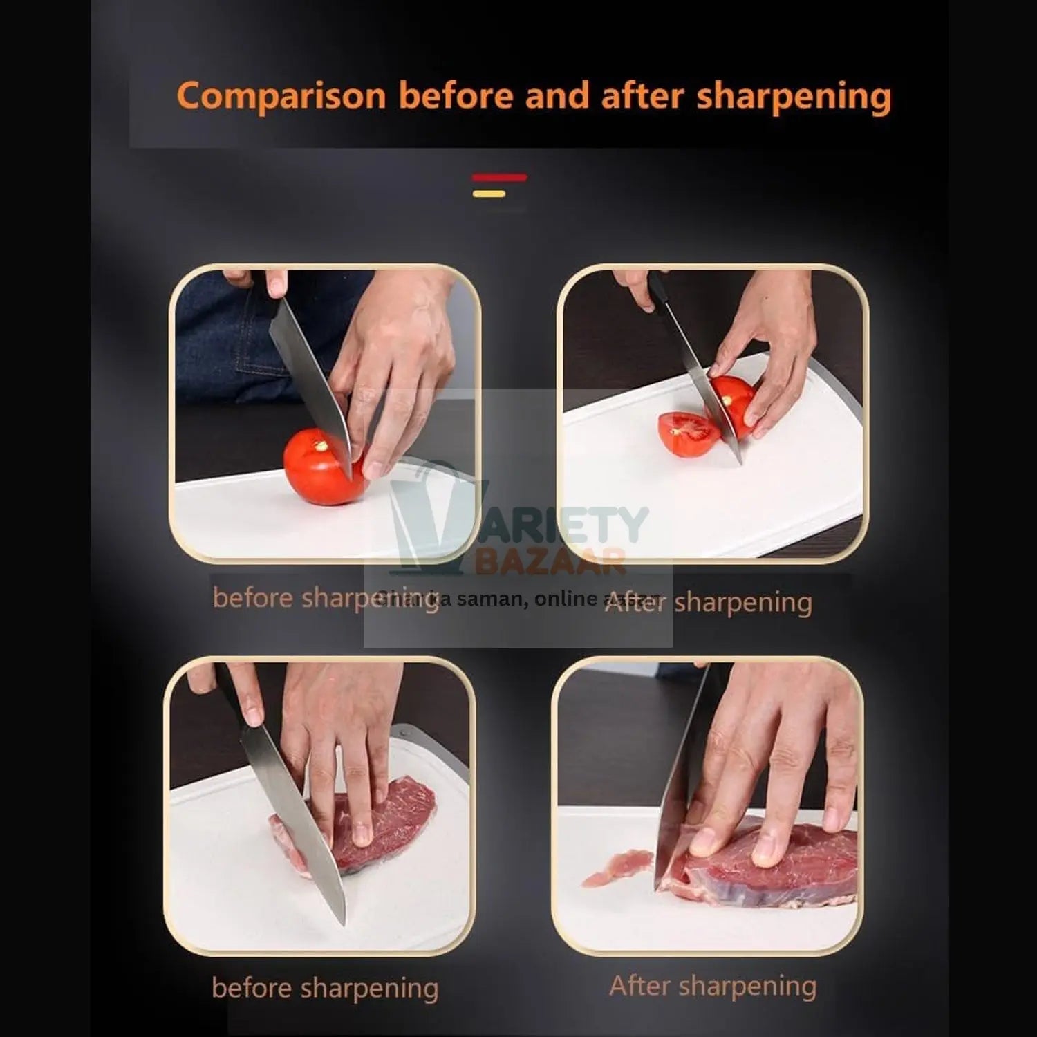 Kitchen Knife Sharpener – Handheld for Chefs & Serrated Knives (1 Pc, Chopper Not Included) Variety Bazaar