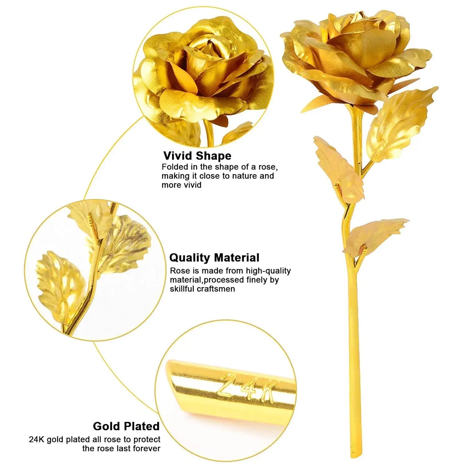Luxury Decorative Gold Plated Artificial Golden Rose with Premium Box travel sahayak