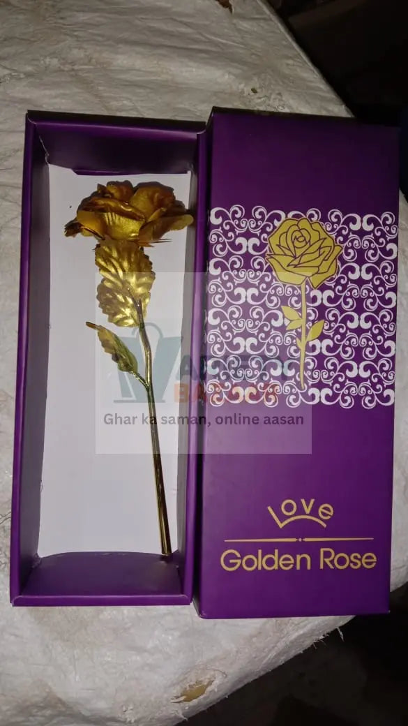 Luxury Decorative Gold Plated Artificial Golden Rose with Premium Box travel sahayak