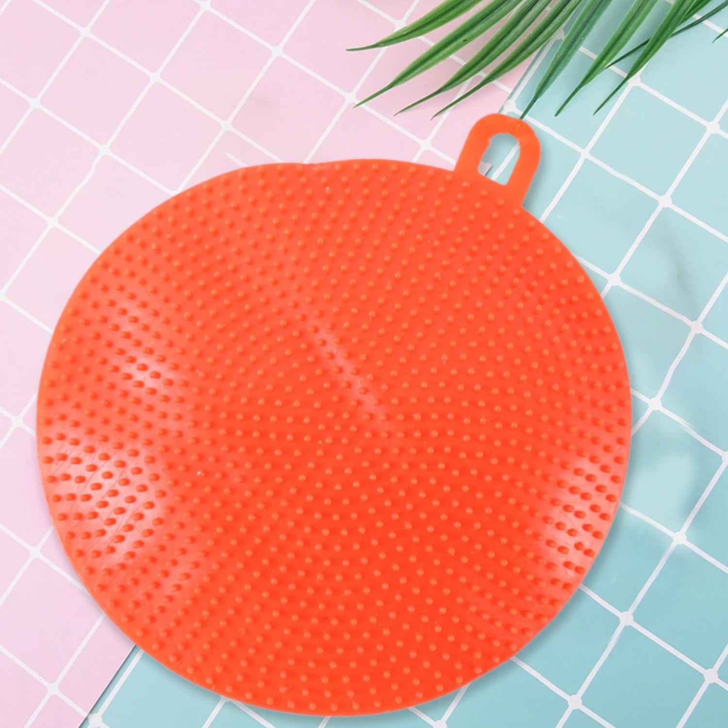 Red Silicone Dish Scrubber Sponge Mildew Free Non Stick Heat Resistant