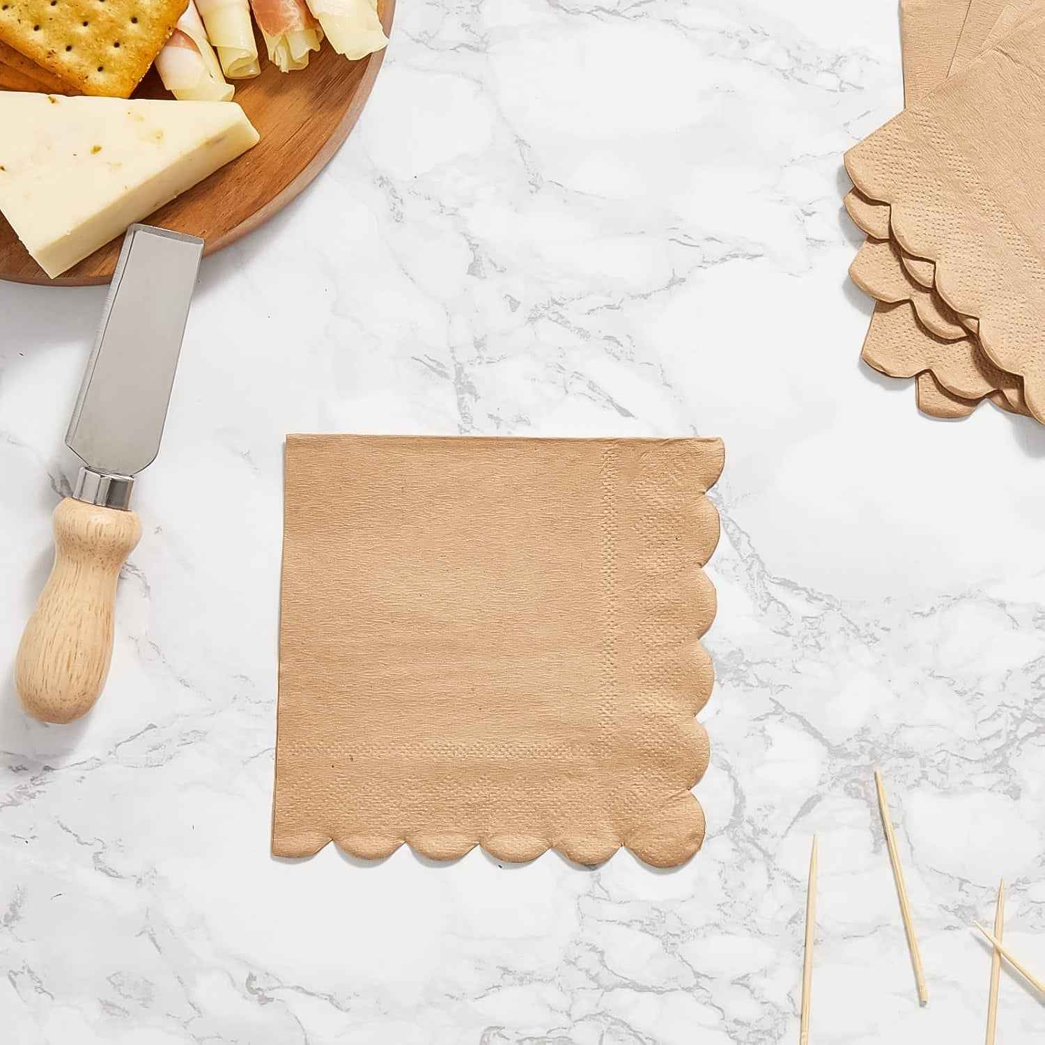 Disposable Scalloped Edge Tissue Napkins Set (120 Pc)