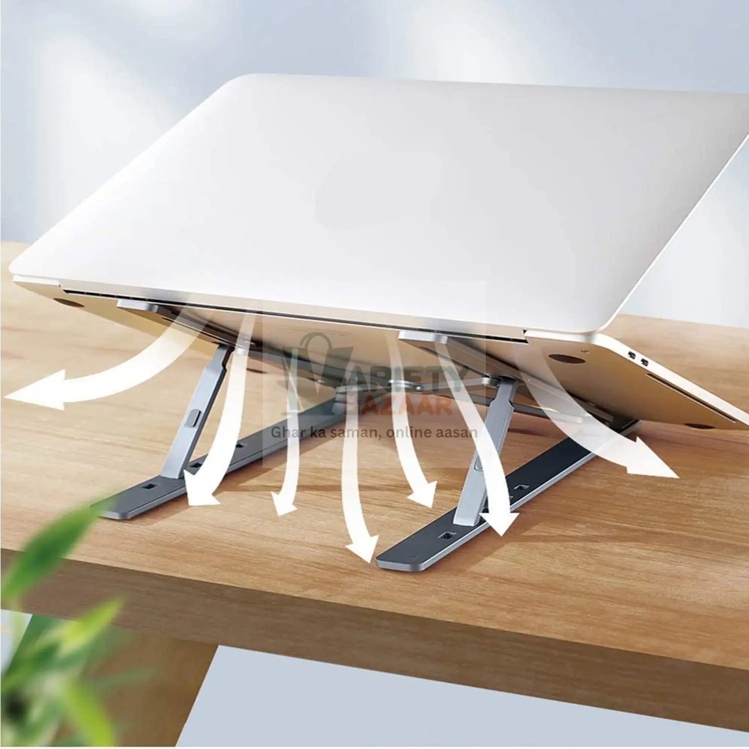 Metal Portable Laptop Stand – 6-Angle Adjustable Riser for Laptops, Phones & Tablets Variety Bazaar