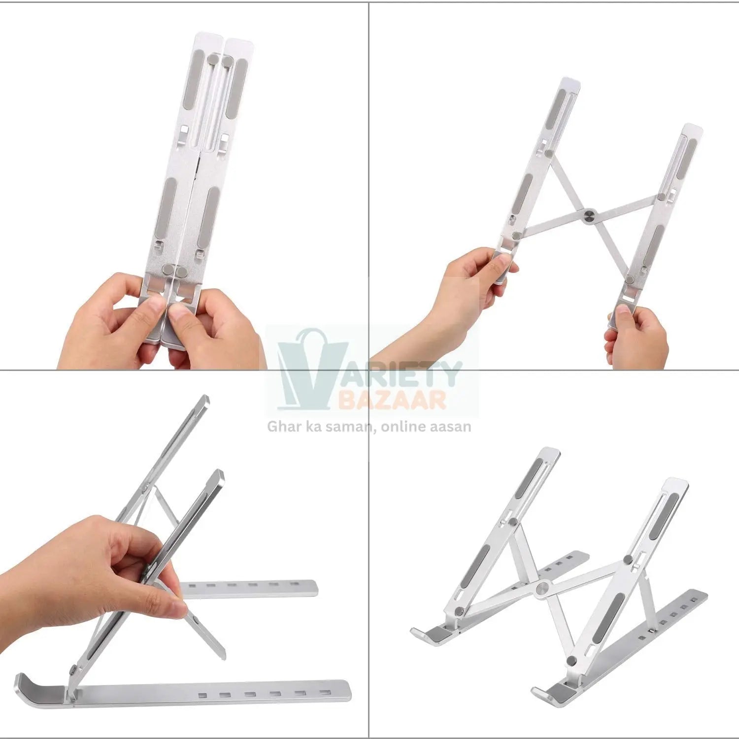 Metal Portable Laptop Stand – 6-Angle Adjustable Riser for Laptops, Phones & Tablets Variety Bazaar