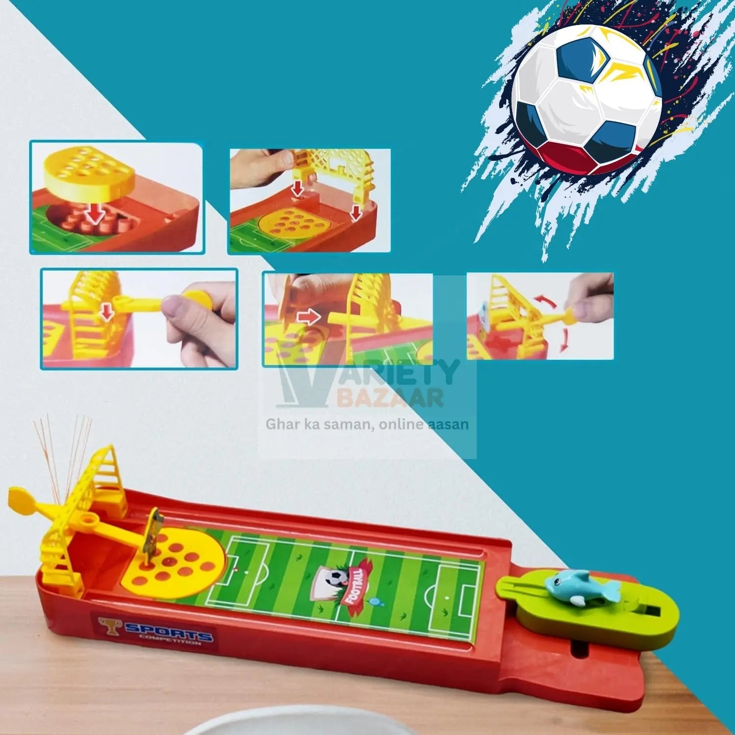 Mini Table Top Finger Football Game for Kids-Desktop Game for Kids & Adults, Fun Indoor Finger Bowling Game for Boys & Girls, Family Board Game Variety Bazaar
