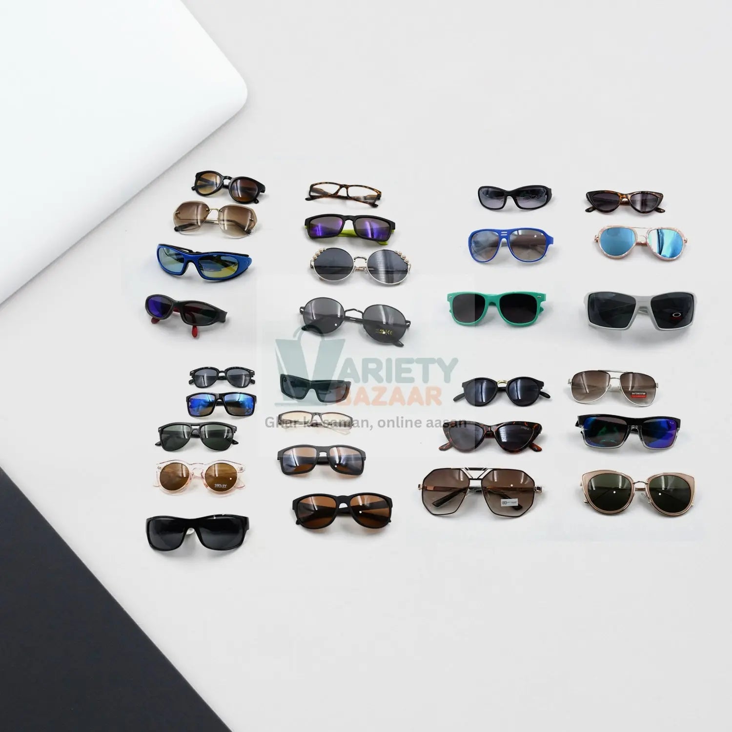Mixed design sunglasses for UV protection.