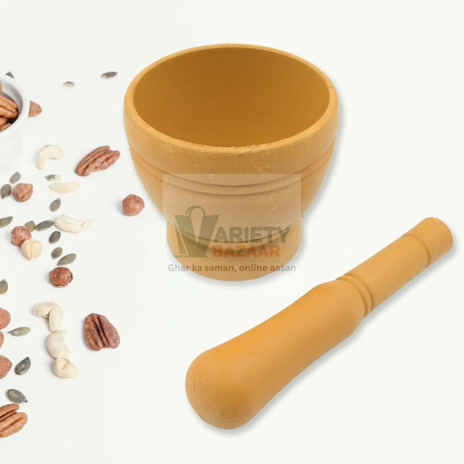 Mortar and Pestle Spice Grinder - Traditional Khalbatta for Kitchen Herb & Spice Preparation Variety Bazaar