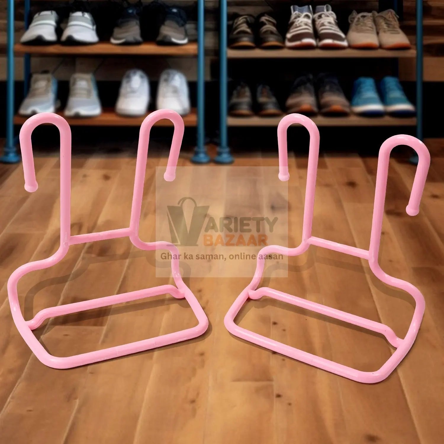 Multi-Function Shelf Drying Rack Shoe Rack Stand Hanger Shoes Hanging Storage Wardrobe Organizer Rack, Shoe Organizer Stand Closet Shoe Organizer Shoe Holder (2 Pc Set) Variety Bazaar