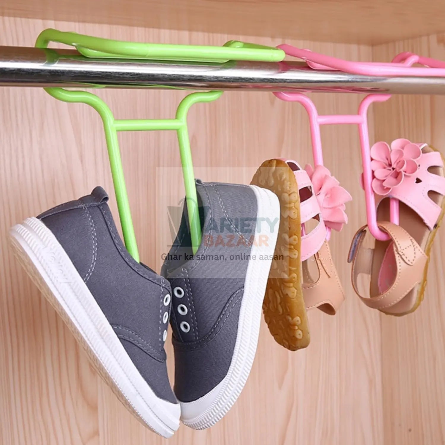 Multi-Function Shelf Drying Rack Shoe Rack Stand Hanger Shoes Hanging Storage Wardrobe Organizer Rack, Shoe Organizer Stand Closet Shoe Organizer Shoe Holder (2 Pc Set) Variety Bazaar