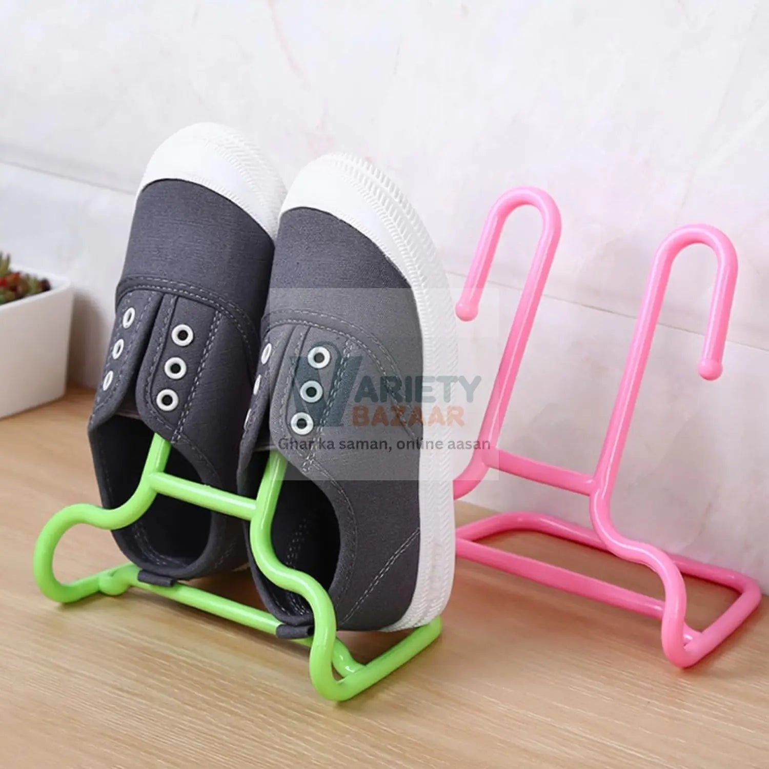 Multi-Function Shelf Drying Rack Shoe Rack Stand Hanger Shoes Hanging Storage Wardrobe Organizer Rack, Shoe Organizer Stand Closet Shoe Organizer Shoe Holder (2 Pc Set) Variety Bazaar