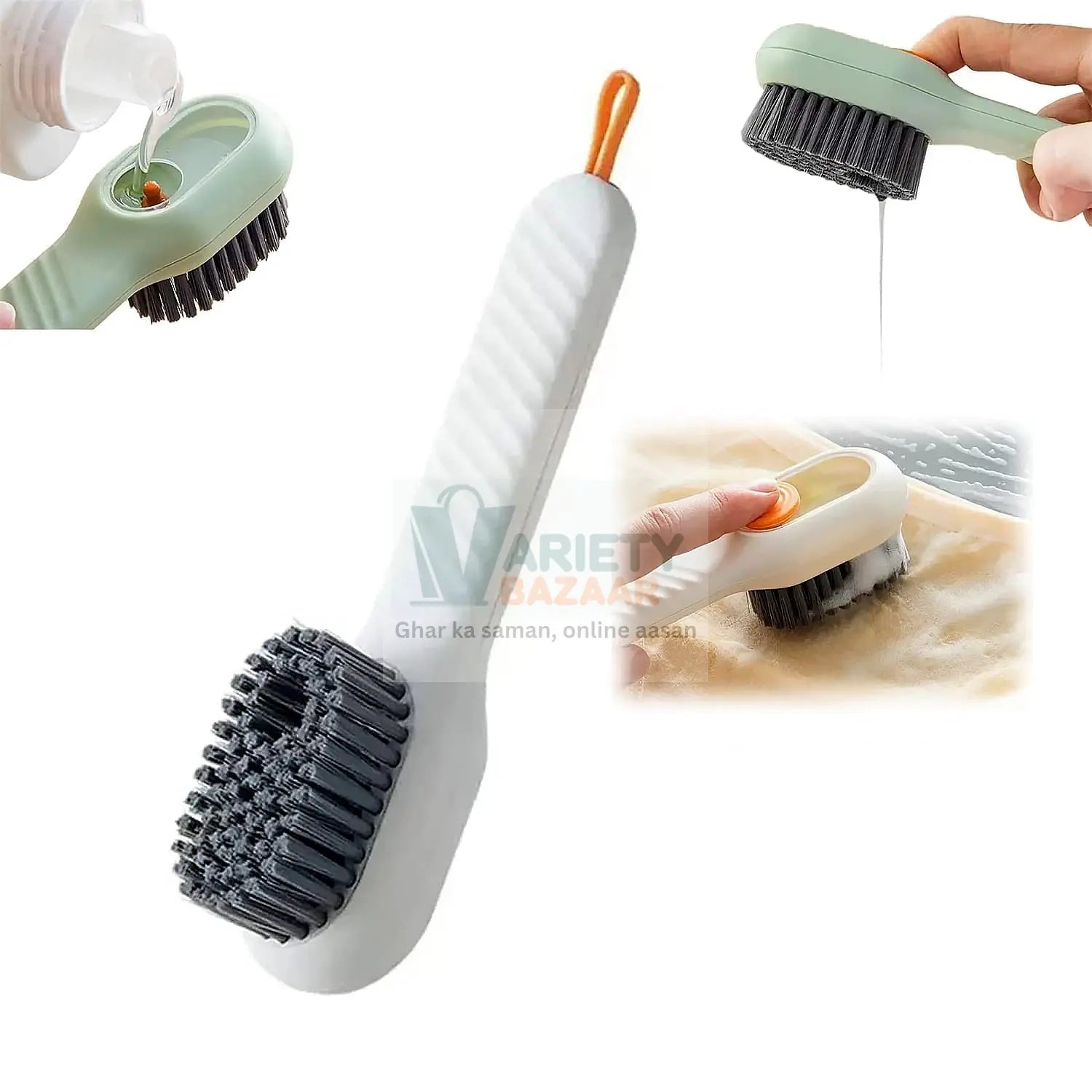 Multifunctional Scrubbing Brush with Liquid / Soap Dispenser, Cleaning Brush with Liquid / Soap Dispenser, Shoe Brush for Cleaning, Cloth Cleaning Brush with Handle Liquid Shoe Brush For Shoe Clothes (1 Pc) Variety Bazaar