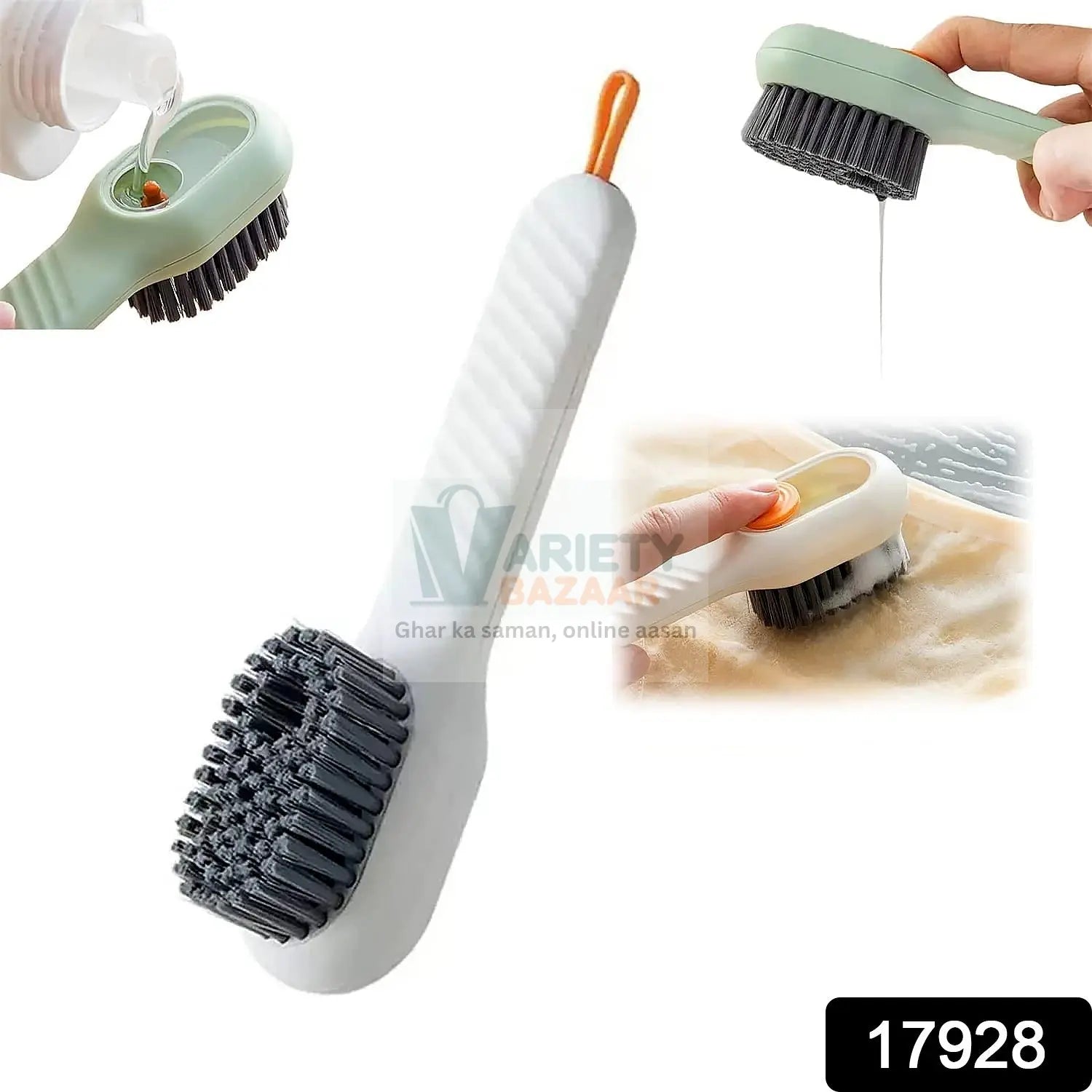 Multifunctional Scrubbing Brush with Liquid / Soap Dispenser, Cleaning Brush with Liquid / Soap Dispenser, Shoe Brush for Cleaning, Cloth Cleaning Brush with Handle Liquid Shoe Brush For Shoe Clothes (1 Pc) Variety Bazaar