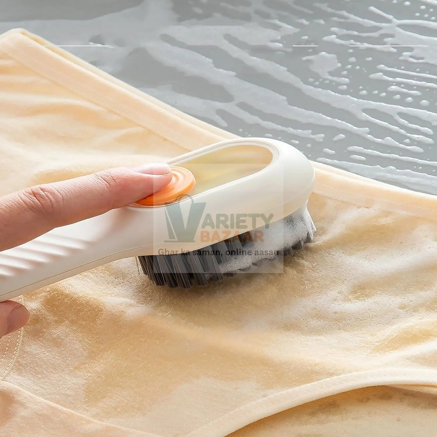 Multifunctional Scrubbing Brush with Liquid / Soap Dispenser, Cleaning Brush with Liquid / Soap Dispenser, Shoe Brush for Cleaning, Cloth Cleaning Brush with Handle Liquid Shoe Brush For Shoe Clothes (1 Pc) Variety Bazaar