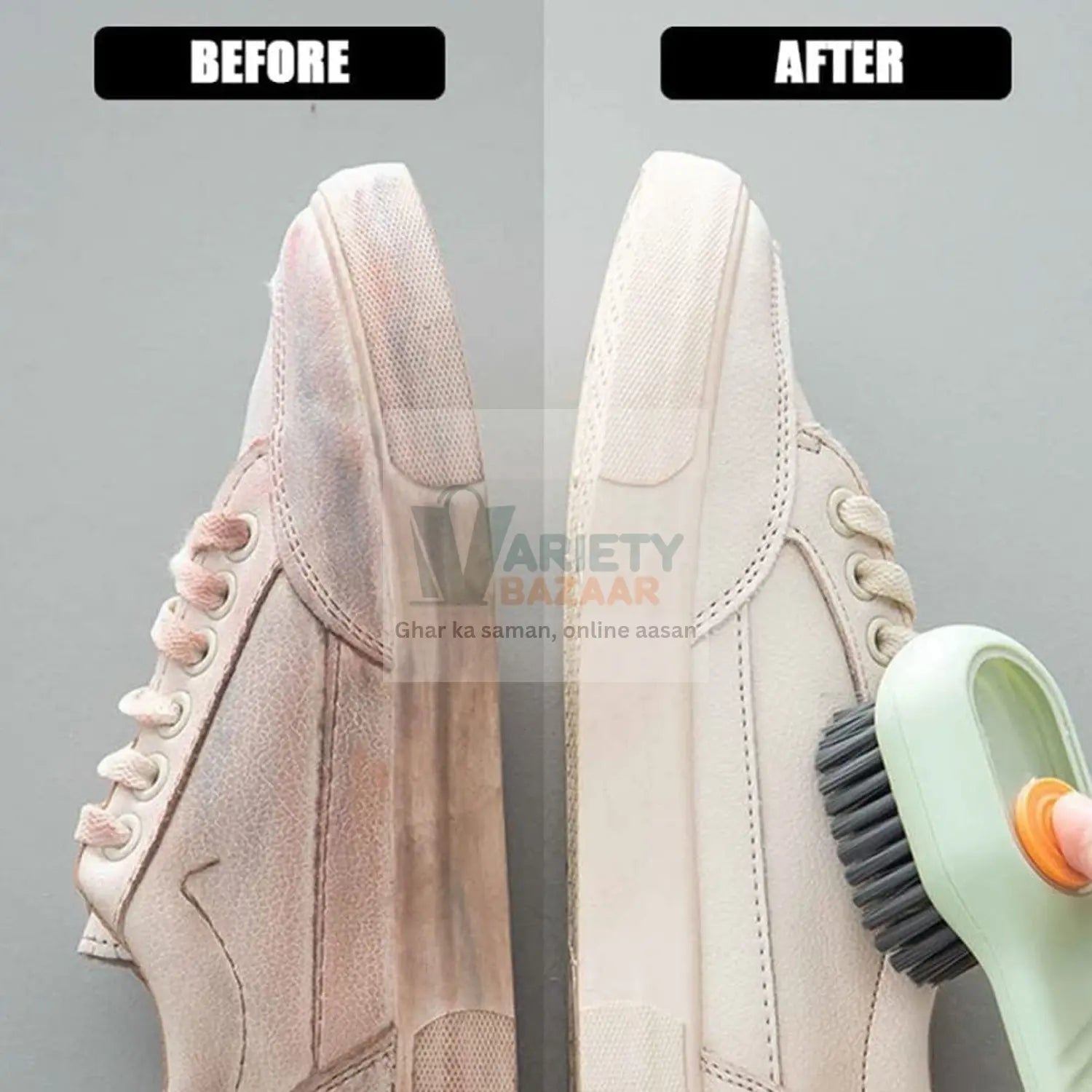 Multifunctional Scrubbing Brush with Liquid / Soap Dispenser, Cleaning Brush with Liquid / Soap Dispenser, Shoe Brush for Cleaning, Cloth Cleaning Brush with Handle Liquid Shoe Brush For Shoe Clothes (1 Pc) Variety Bazaar