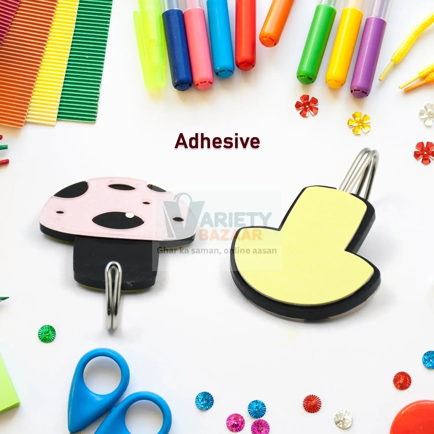 Multipurpose Strong Hook Self-Adhesive hooks for wall Heavy Duty Hook, Sticky Hook Household For Home, Decorative Hooks, Bathroom & All Type Wall Use Hook, Suitable for Bathroom, Kitchen, Office Travel Sahayak