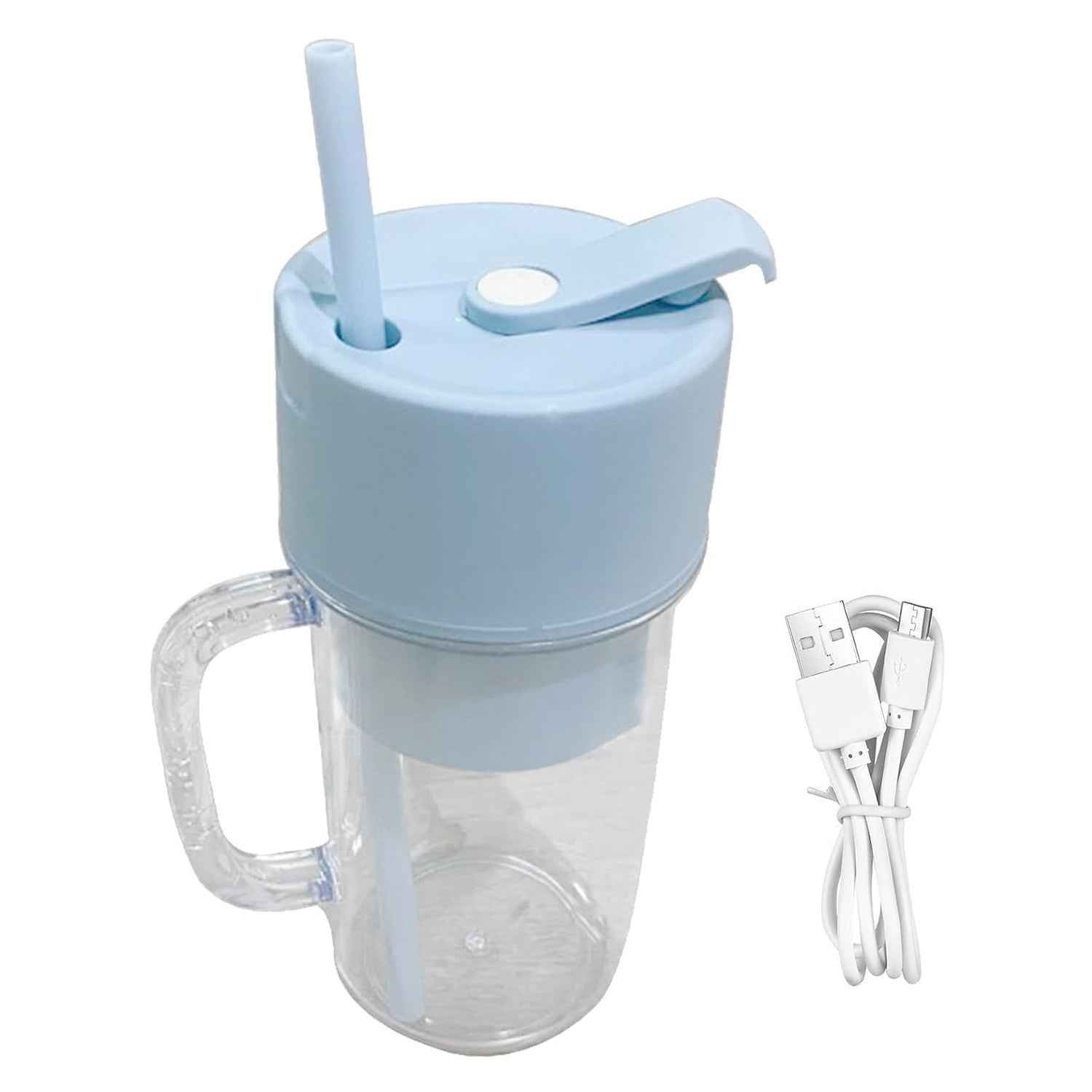 5841 2 In1 Portable Crusher Juicer With Handle Straw For Smoothie Sipper Usb Rechargeable (340 Ml) 6 Stainless Steel Blades Compact Juicer Mixer Juicer Portable Fresh Juice Blender Portable Electric Juicer ( 340 Ml )