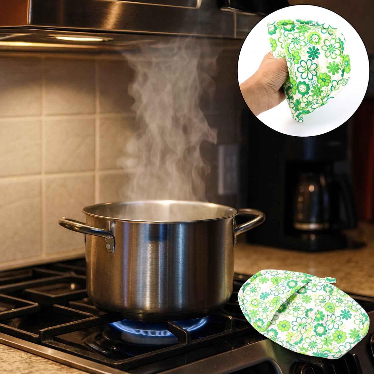 Premium Heat-resistant Kitchen Cooking Hand Glove With Silicone Grip (1 Pc)