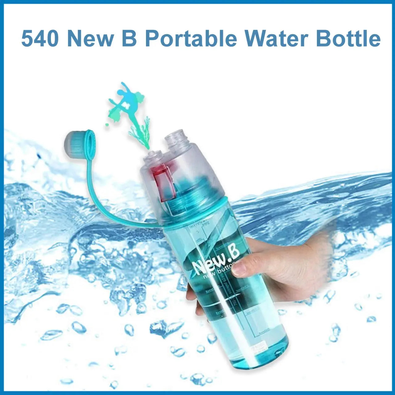 New Spray Portable Water Bottle (600ML) Variety Bazaar