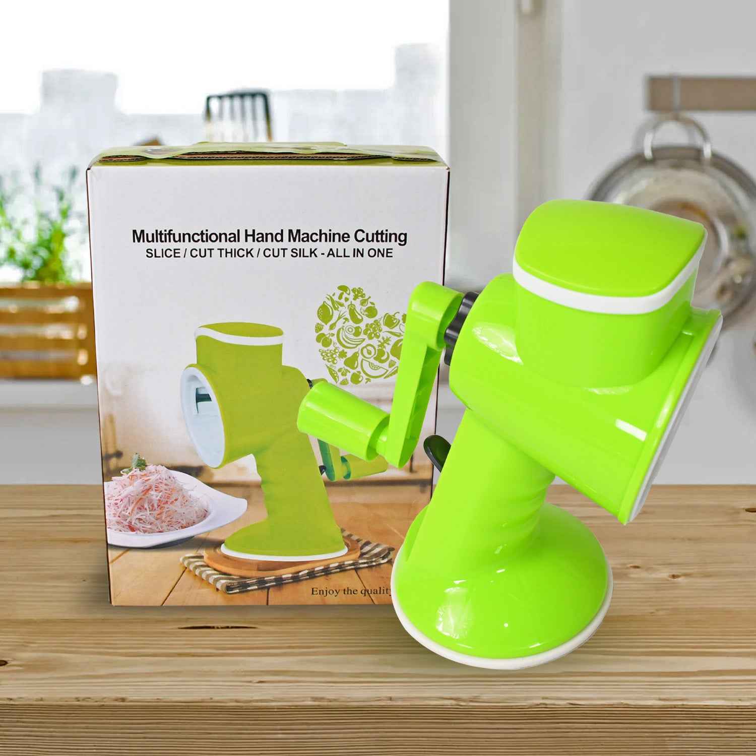 8247 6 In 1 Multi Functional Vegetable Cutter Slicer Hand Machine Cutting Slice Cut Thick Cut Silk All In One Vegetable Chopper Cutter Slicing Cutter Barrel - Vegetable Grater With 6 Removable Blades