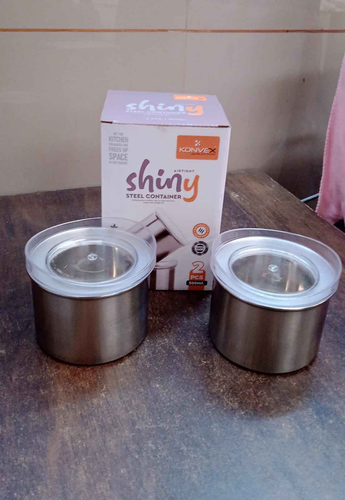 Multipurpose Stainless Steel Airtight Containers With See Through Lid (2 Pc 500 Ml)
