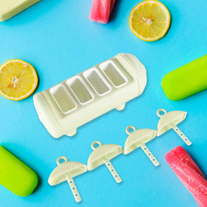 5596 Cartoon Shape Mold Ice Candy Popsicle Mold Ice Plastic Ice Candy Maker Kulfi Maker Molds Set With 4 Cups (1 Pc Multicolor)
