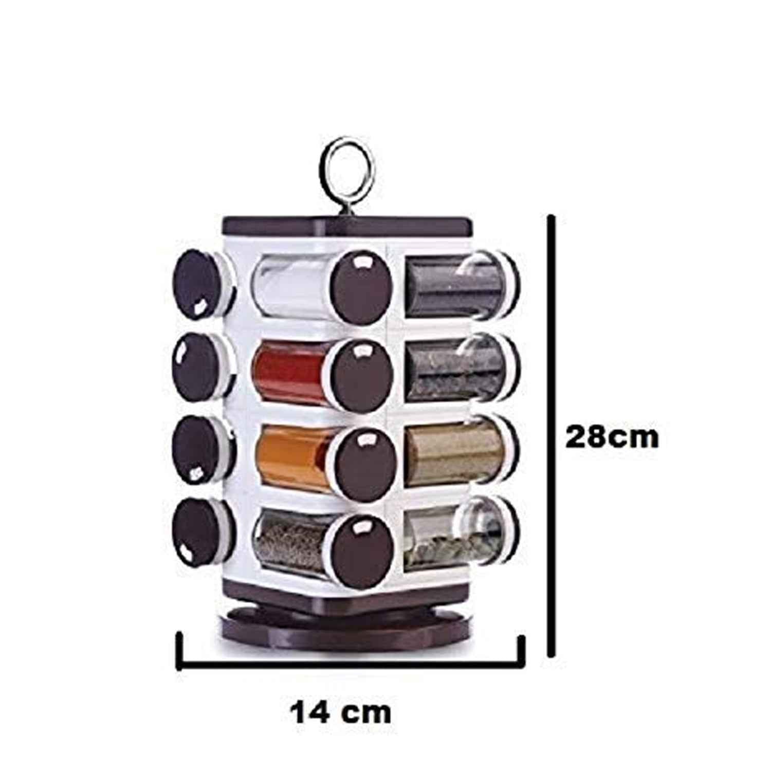 8119 Ganesh Multipurpose Revolving Spice Rack With 16 Pcs Dispenser Each 100 Ml Plastic Spice Abs Material 1 Piece Spice Set 1 Piece Spice Set (Plastic)