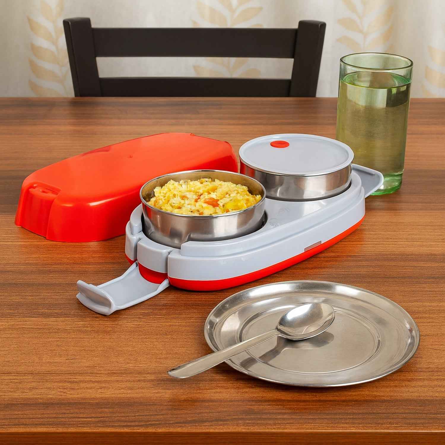 Orbit Electric Lunch Box With Dual Stainless Steel Containers Set