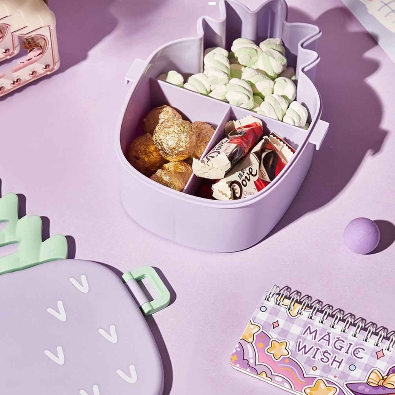 5750 Kids Lunch Box Cute Pineapple Shaped Bento Box With Fork Spoon Snack Candy Container Microwave Portable Office Lunch Box (1 Pc With Spoon Fork)