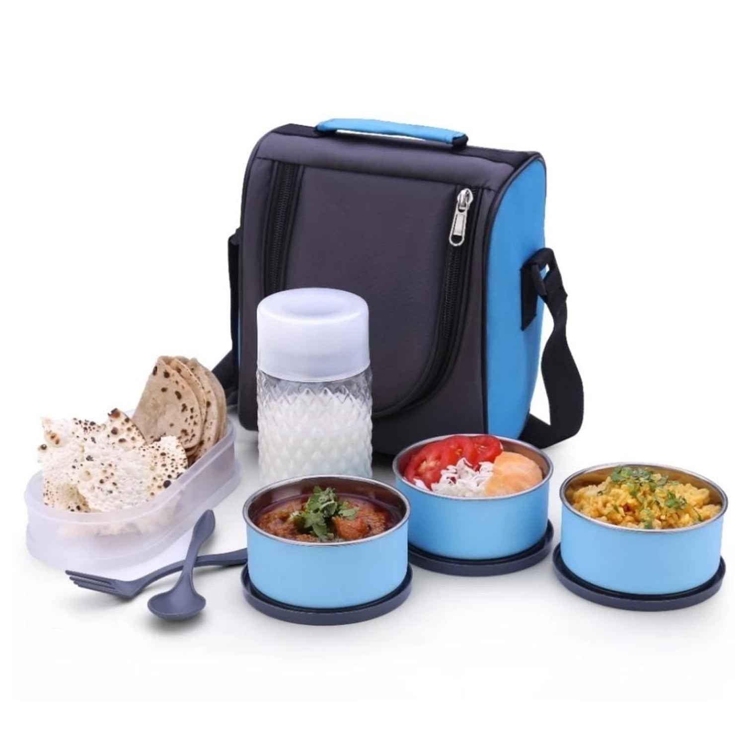 5106 All In One Lunch Box With Fabric Bag For Office School Use