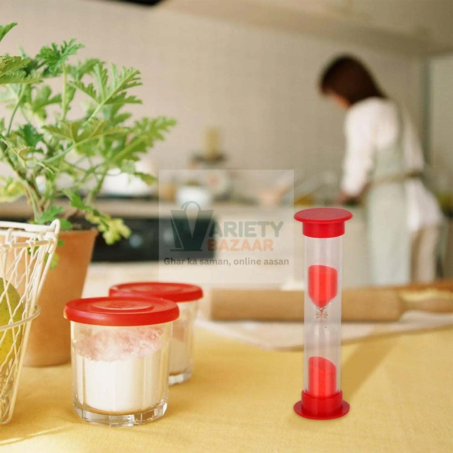 Plastic Hourglass Sand Timer Set – 3-Min Sand Clock for Kitchen, Office, School & Kids (5 Pc) Variety Bazaar