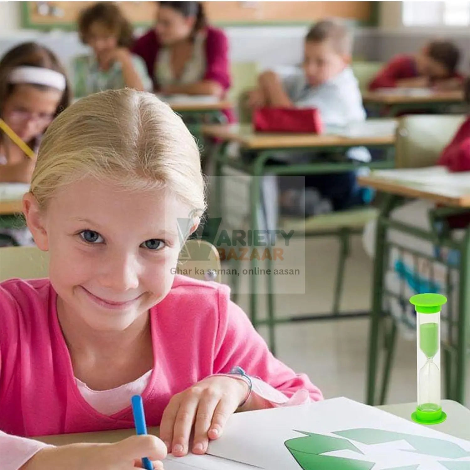 Plastic Hourglass Sand Timer Set – 3-Min Sand Clock for Kitchen, Office, School & Kids (5 Pc) Variety Bazaar