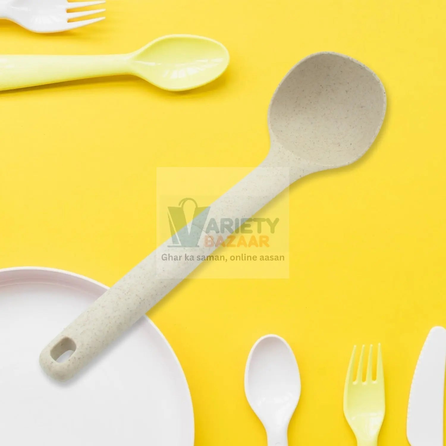 Plastic Kitchen Accessories Whisk , Pasta Spoon & Soup Spoon Heat Resistant Non Stick Spoons Kitchen Cookware Items (1 Pc ) Travel Sahayak