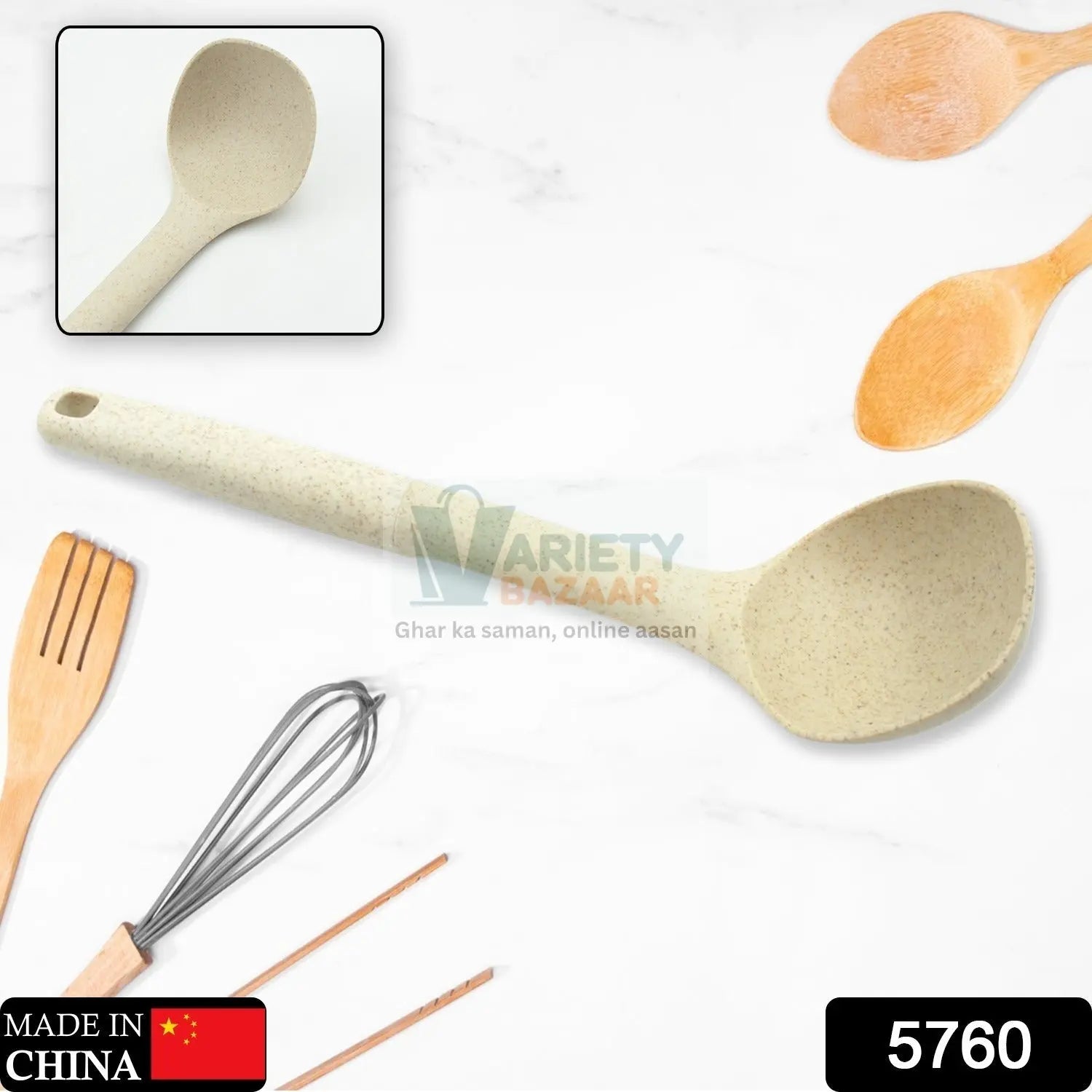 Plastic Kitchen Accessories Whisk , Pasta Spoon & Soup Spoon Heat Resistant Non Stick Spoons Kitchen Cookware Items (1 Pc ) Travel Sahayak