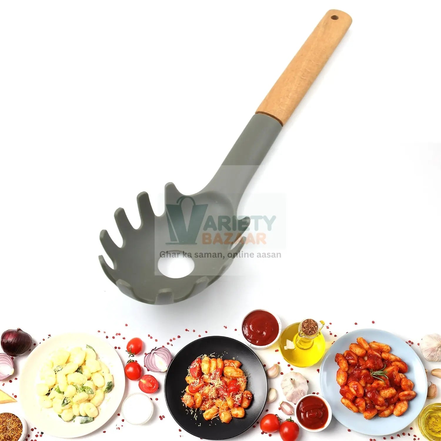 Plastic Kitchen Accessories Whisk , Pasta Spoon & Soup Spoon Heat Resistant Non Stick Spoons Kitchen Cookware Items (1 Pc ) Travel Sahayak