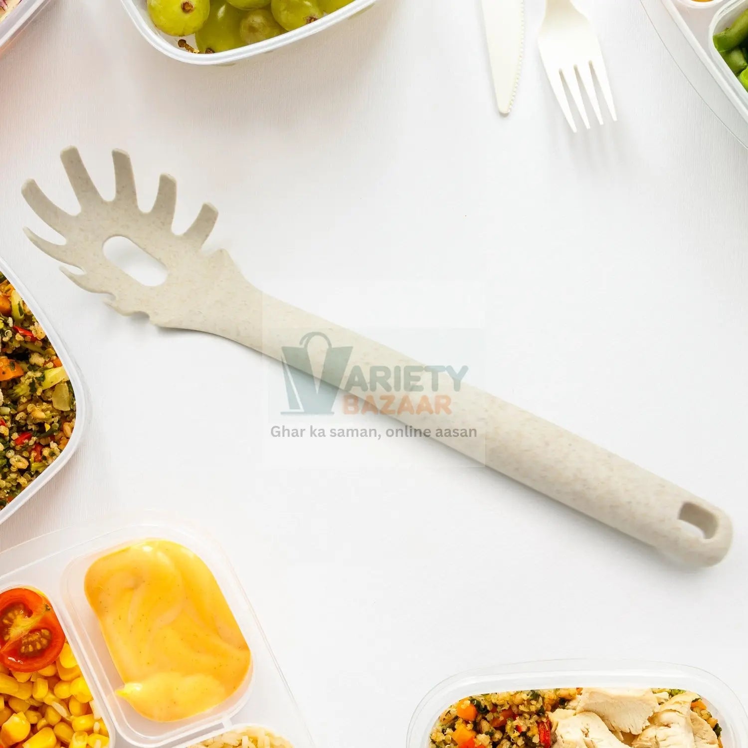 Plastic Kitchen Accessories Whisk , Pasta Spoon & Soup Spoon Heat Resistant Non Stick Spoons Kitchen Cookware Items (1 Pc ) Travel Sahayak