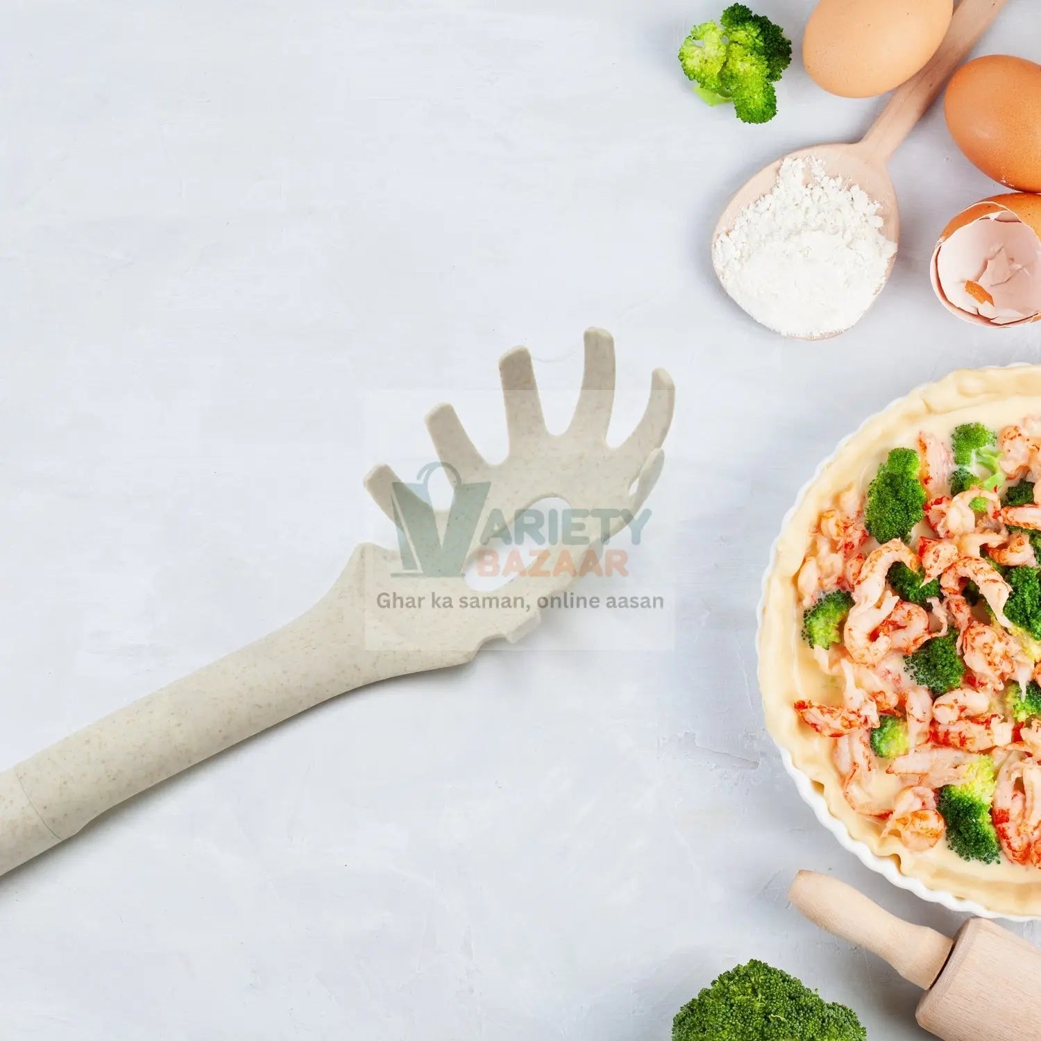 Plastic Kitchen Accessories Whisk , Pasta Spoon & Soup Spoon Heat Resistant Non Stick Spoons Kitchen Cookware Items (1 Pc ) Travel Sahayak