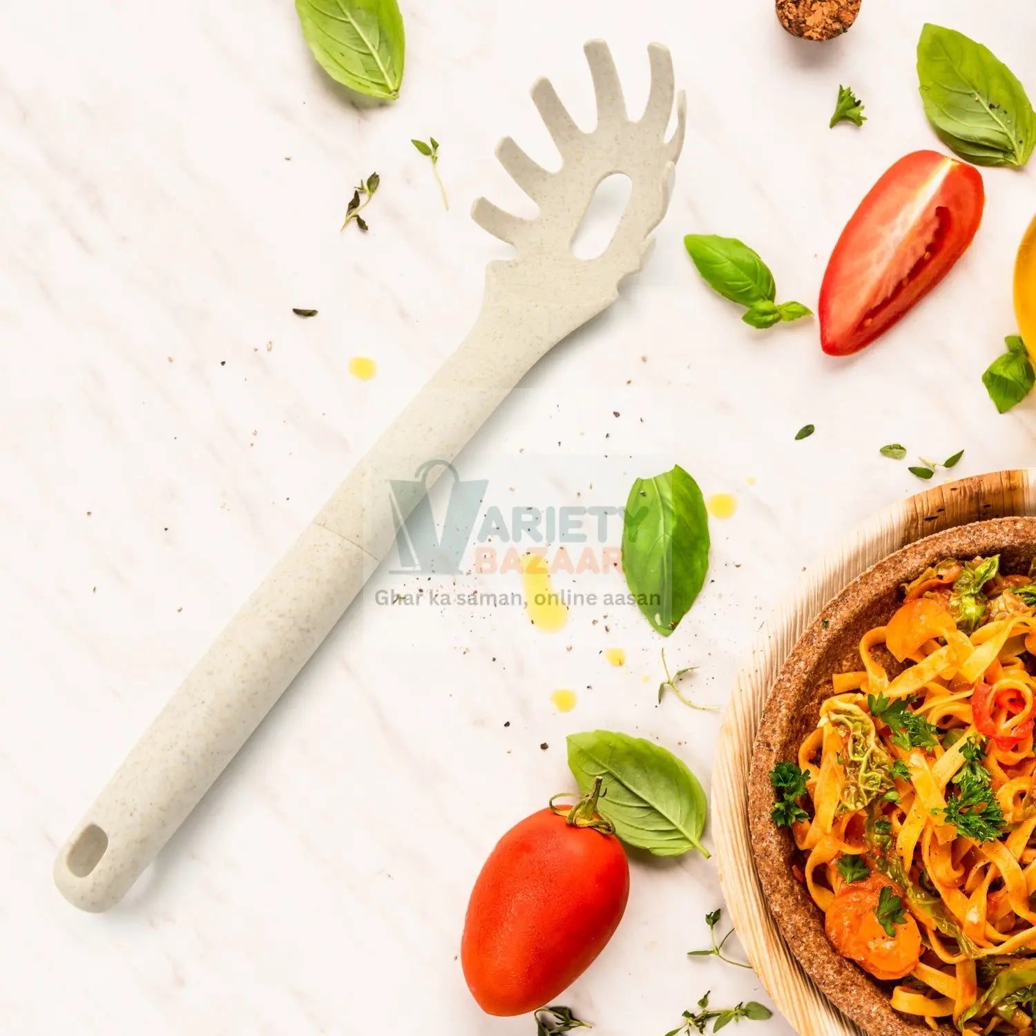 Plastic Kitchen Accessories Whisk , Pasta Spoon & Soup Spoon Heat Resistant Non Stick Spoons Kitchen Cookware Items (1 Pc ) Travel Sahayak