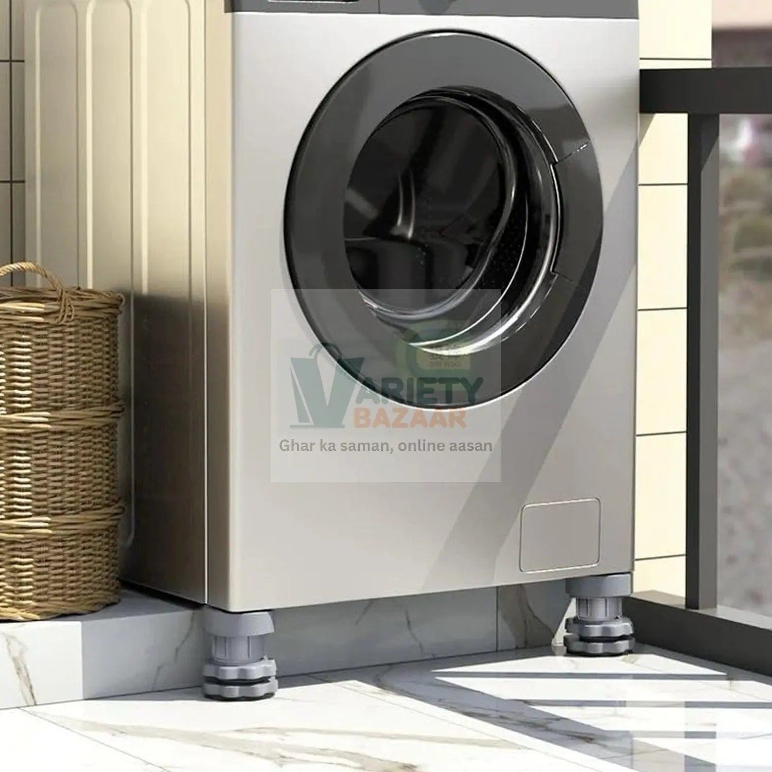 Plastic Washing Machine Vibration Feet , Adjustable Highly Non-Slip Support Anti Vibration Walk Shock Absorber Noise Cancelling Furniture Lifting Base (4 Pcs Set) Variety Bazaar