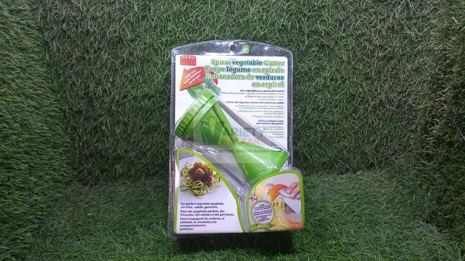 Portable vegetable spiralizer, stainless steel for easy slicing and spiraling.