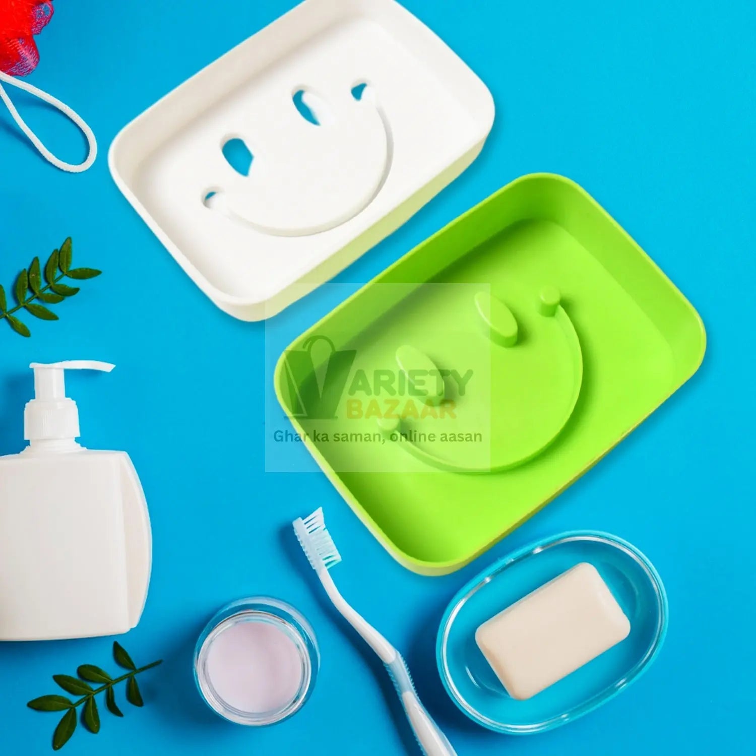 Portable Travel Home Box Cute Cartoons Smile Face Container Draining Holder Soap Dish ,Sabudani Variety Bazaar